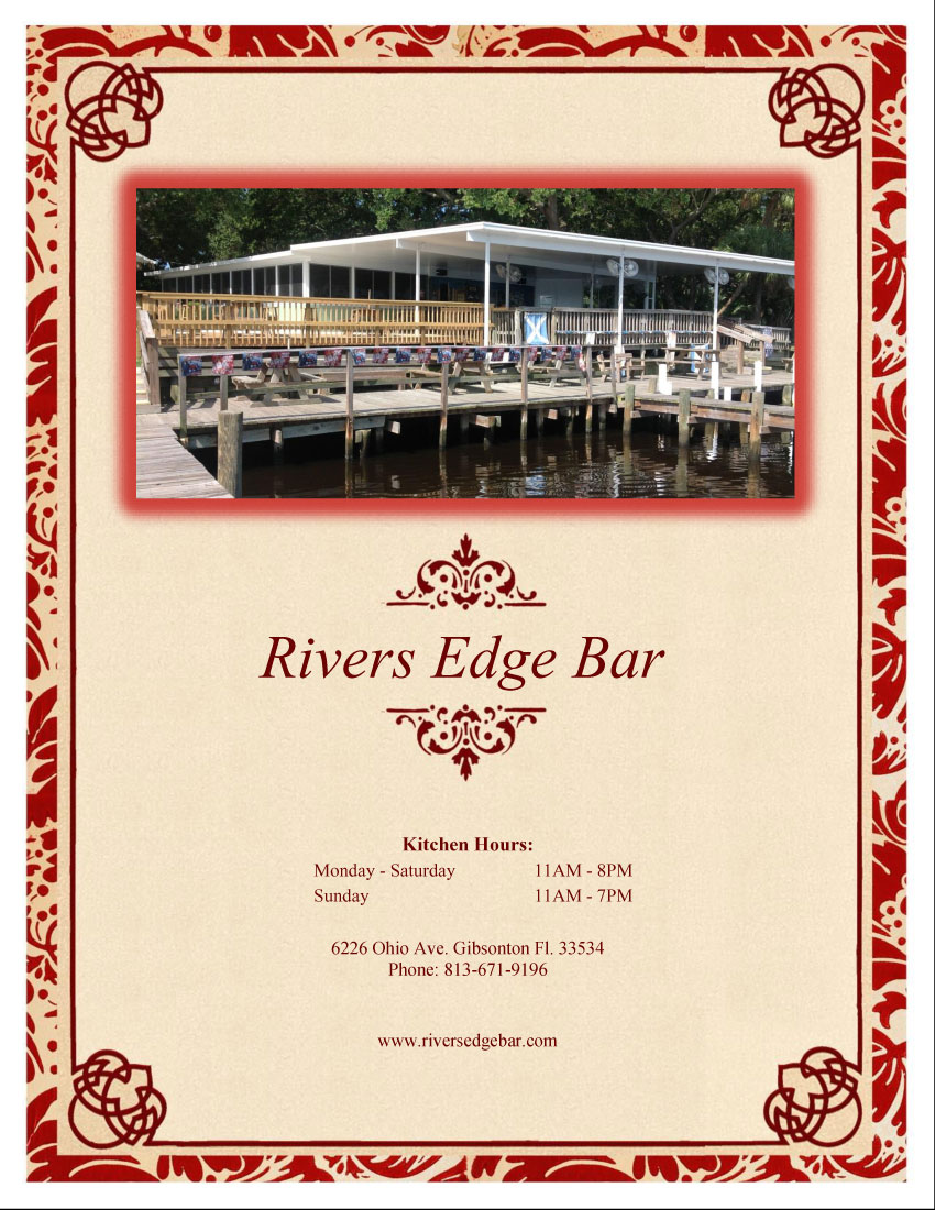 Menu Rivers Edge Bar and Grill